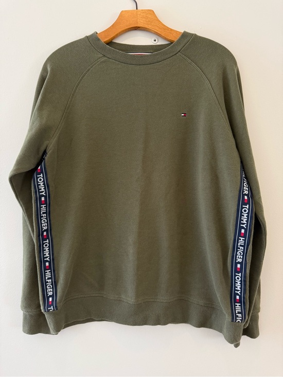 Tommy Hilfiger Other - Tommy Hilfiger Olive Green Logo Tape Crewneck Sweatshirt Size M